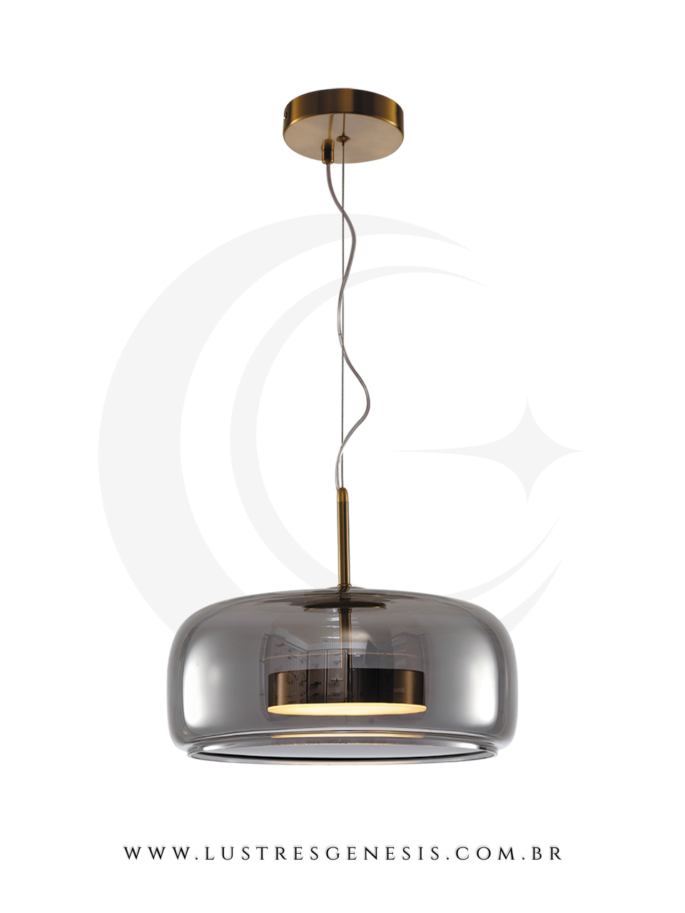 Pendente Metal e Vidro Cromado 33cm para Ambientes de Luxo